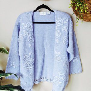 Vintage Floral Beaded Grandma Cardigan